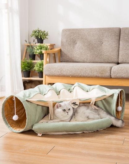 Collapsible Cat Tunnel, Washable Cat Tunnel Toy & Cozy Cat Bed