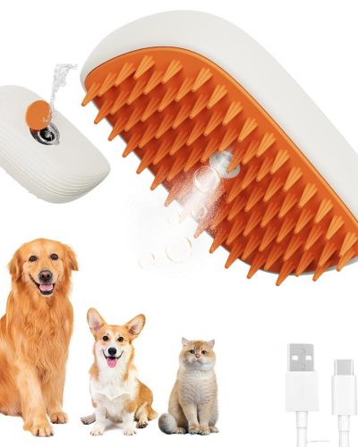 Rechargeable Steam Pet Grooming Brush for Cats & Dogs