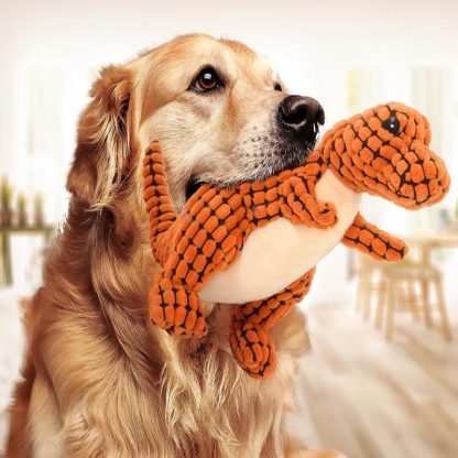 Giant Dinosaur Squeaky Plush Dog Toy