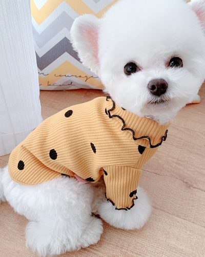 Dot Turtleneck Dog Bottoming Shirt