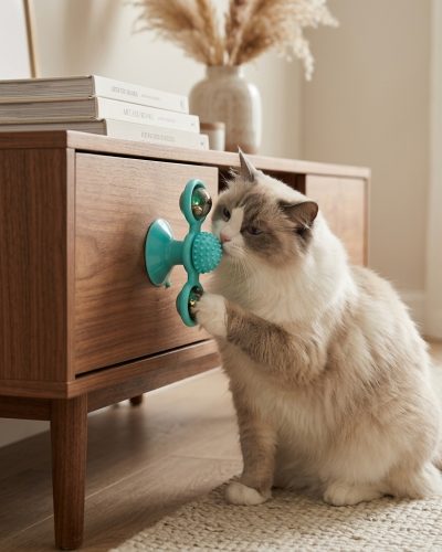Interactive Windmill Cat Toy with Suction Cup & Catnip Balls
