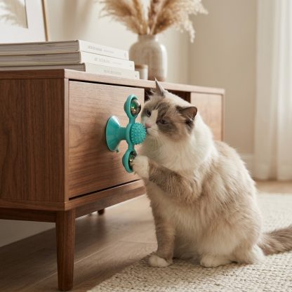 Interactive Windmill Cat Toy with Suction Cup & Catnip Balls