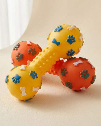 Squeaky Dumbbell Dog Toy – Chew & Training Toy