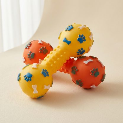 Squeaky Dumbbell Dog Toy – Chew & Training Toy