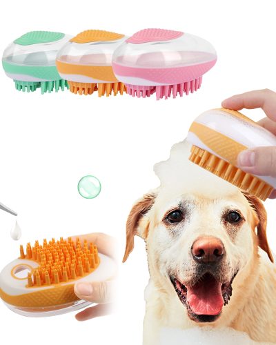 2-in-1 Dog Bath Brush & Shampoo Scrubber