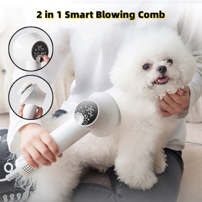2-in-1 Dog & Cat Hair Dryer with Brush – Quiet Pet Grooming Blow Dryer