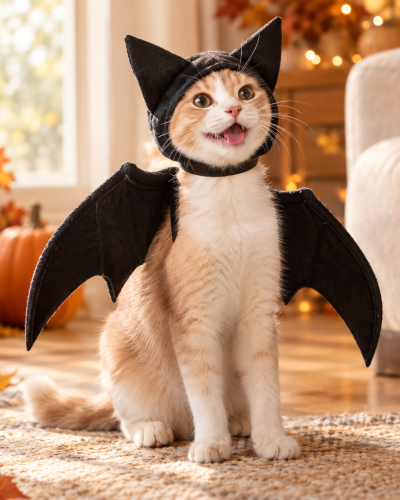 Halloween Bat Wings for Cats & Dogs – Black Felt Pet Costume