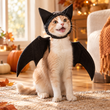 Halloween Bat Wings for Cats & Dogs – Black Felt Pet Costume