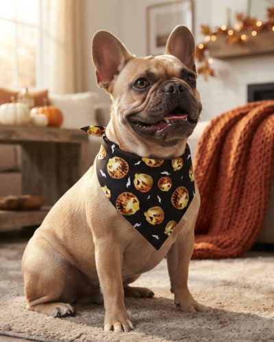 Halloween Dog Bandana – Skull Print Pet Scarf