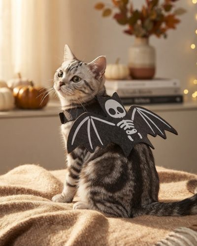 Halloween Batwing Cat Costume – Ghost & Pumpkin Bat Outfit