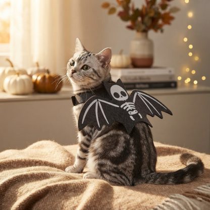 Halloween Batwing Cat Costume – Ghost & Pumpkin Bat Outfit